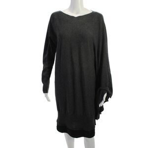 Maison Martin Margiela Women Dark Gray Sweater Dress V-Neck Long Sleeve Size 6